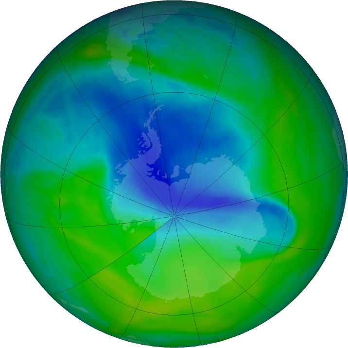 Antarctic ozone map for 16 December 2023